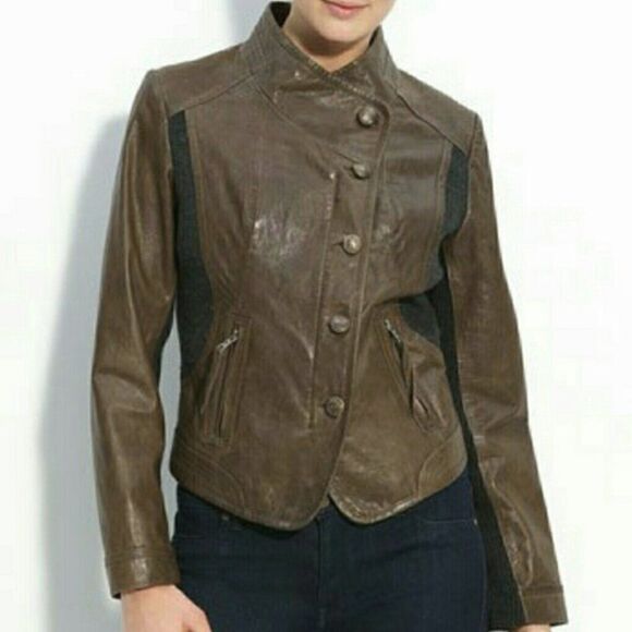 Via Spiga Womens 100% Leather Asymmetrical Moto Jacket Zip Up Dark Brown Size XL - Picture 1 of 13